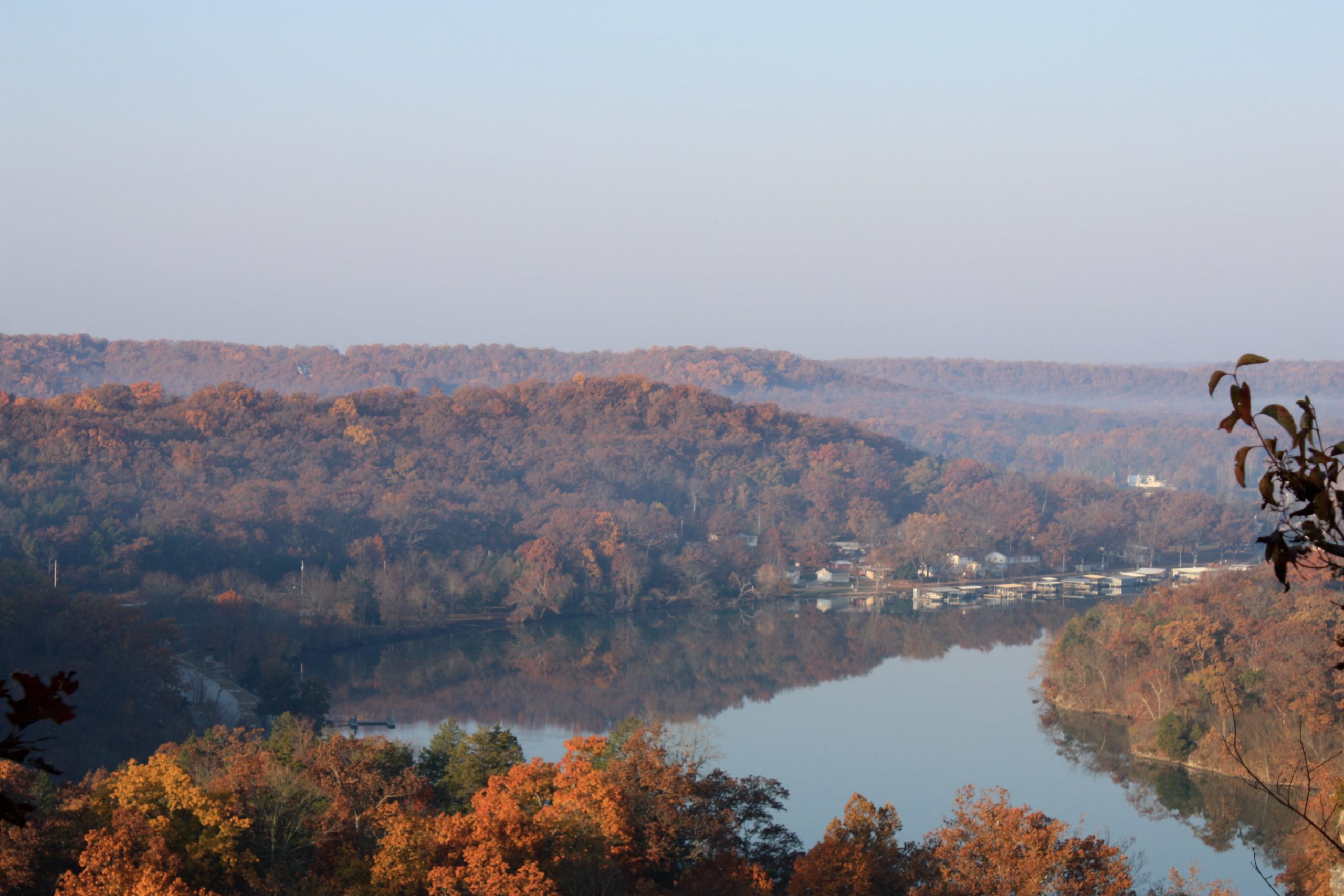 Aerial view of Lake of the Ozarks in Autumn