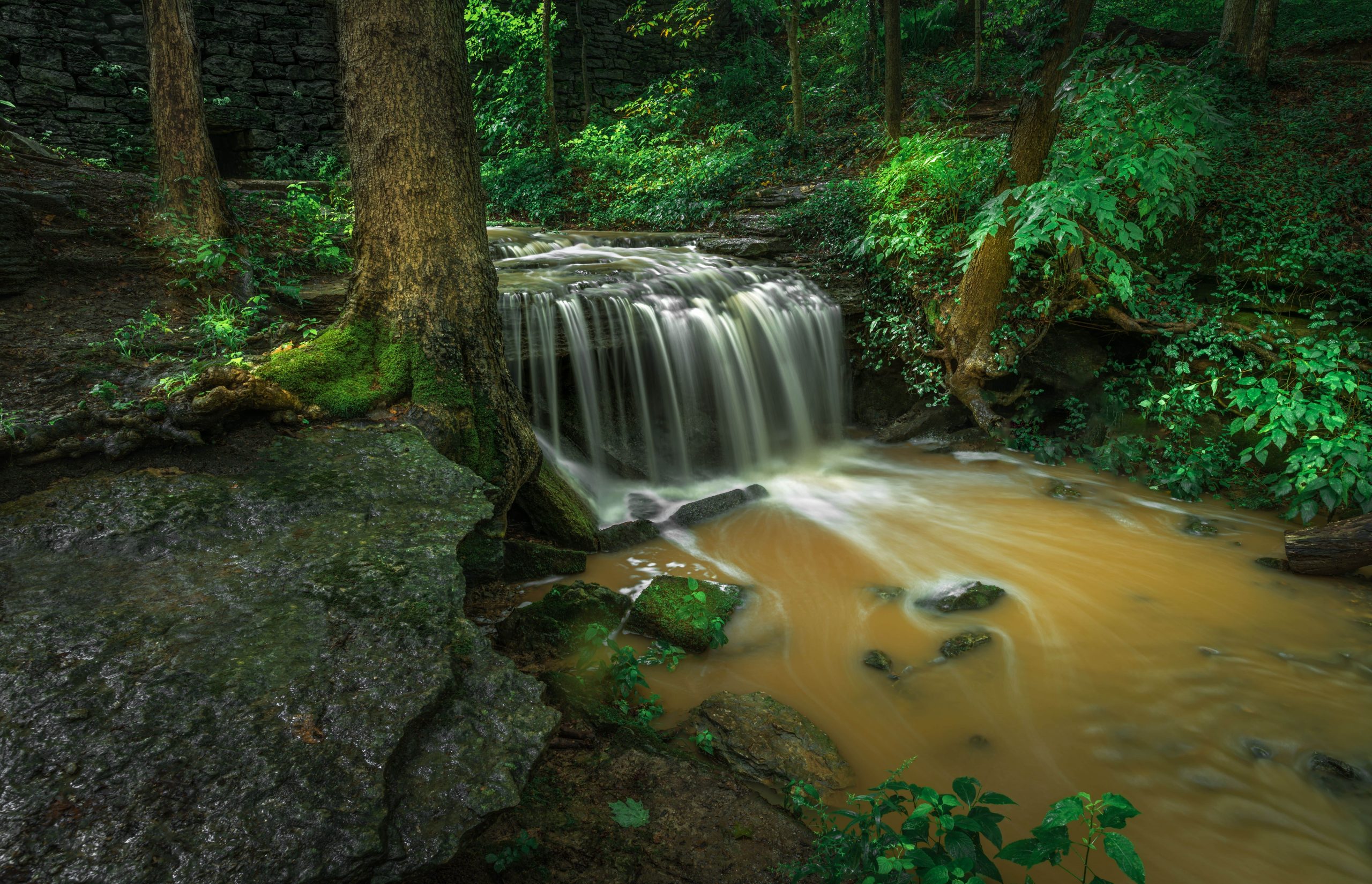 small waterfall with long exposure