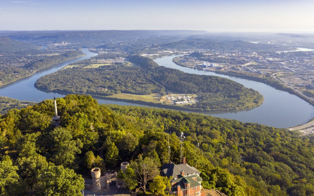 view of chattanooga and the tennessee river from lookout mountain